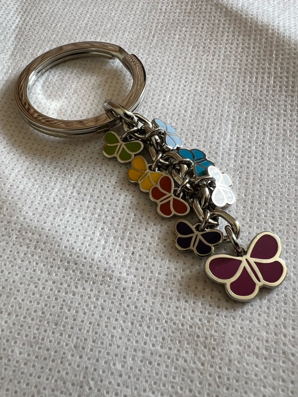 Coach vintage silver enamel multi color butterfly keychain 2003 butterflies key - Picture 4 of 6